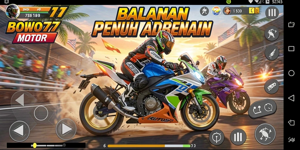 Tampilan balapan motor yang mendebarkan dalam BOWO77.