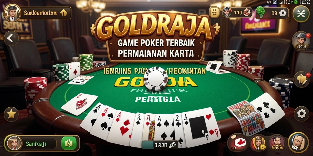 Tampilan layar utama gameplay Poker di GOLDRAJA.