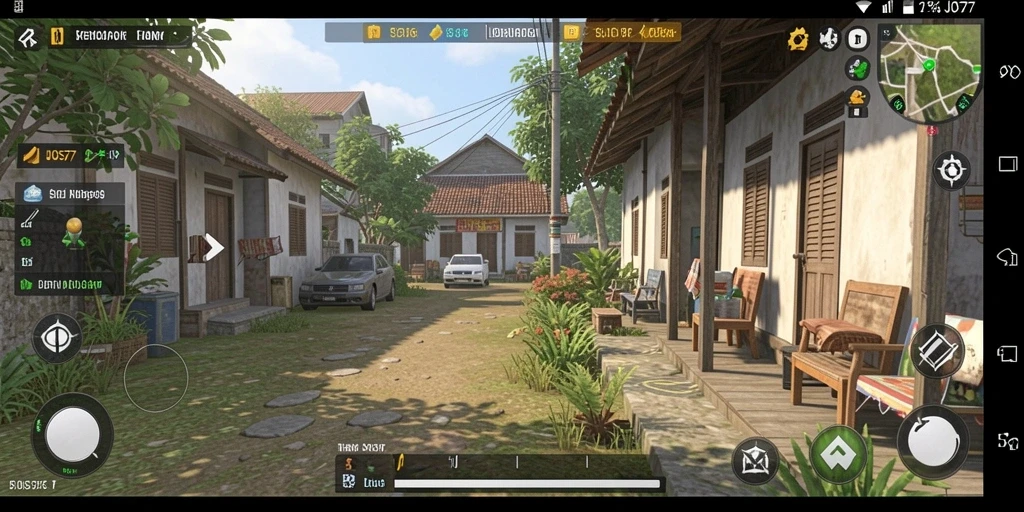 Tampilan gameplay JOS77 dengan karakter dan interaksi sosial.