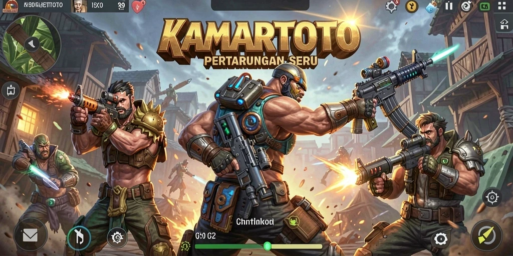 Gambaran gameplay mendebarkan dalam KAMARTOTO Battle Royale.