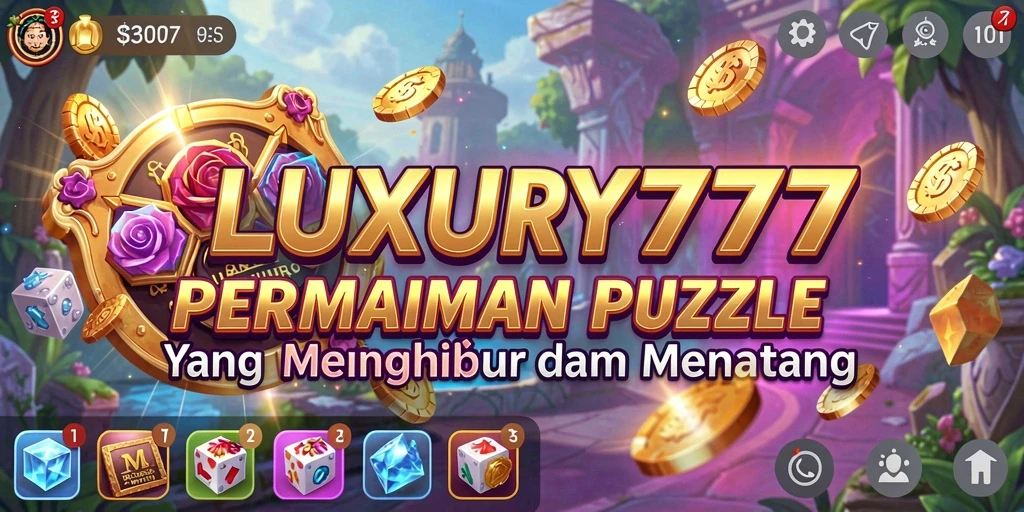 Tangkapan layar utama LUXURY777 menampilkan gameplay seru dalam menyelesaikan Puzzle.