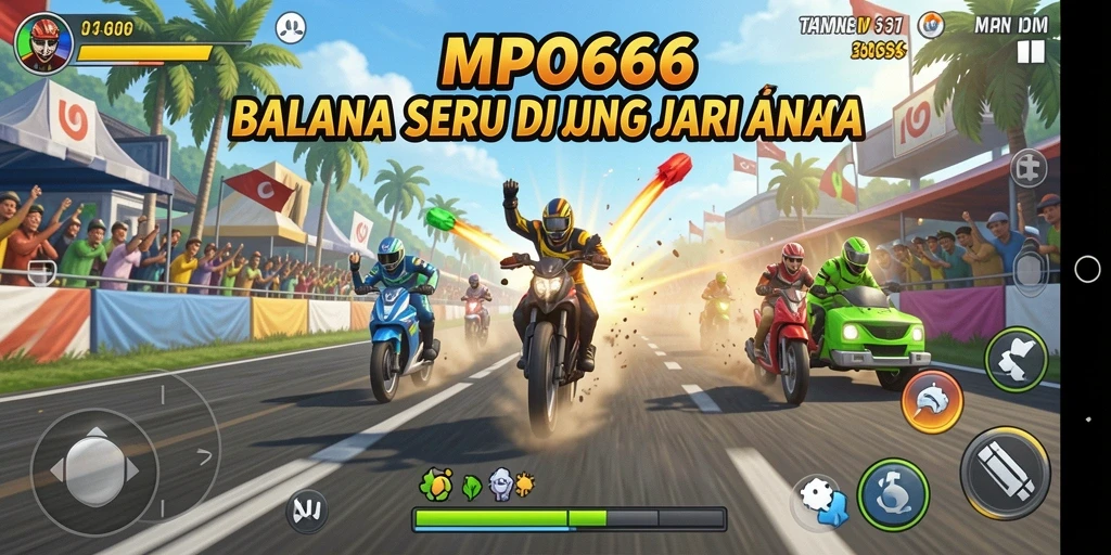 Tangkapan layar MPO666 menampilkan aksi balapan yang mendebarkan.
