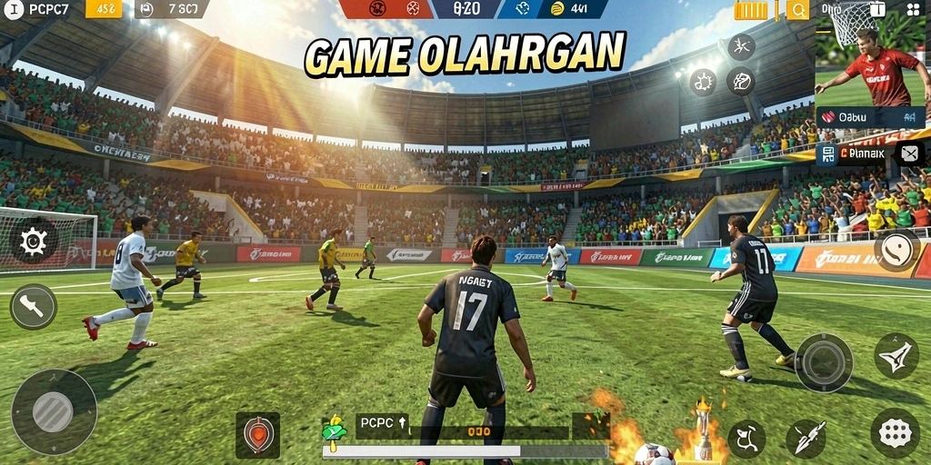 Screenshot gameplay PCPC7 menunjukkan aksi seru dan serunya bertanding.